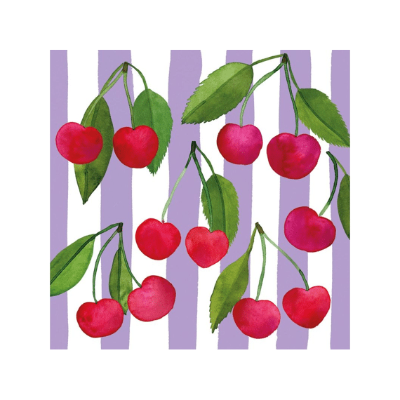 Ppd Cherry & Stripes Servetten 33x33cm 20 stuks