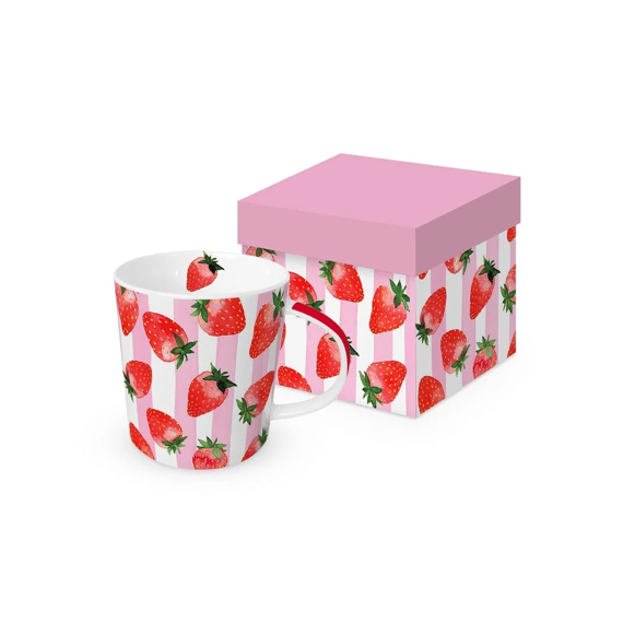 Ppd Strawberry & Stripes Mok New Bone China 40cl
