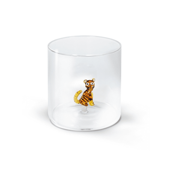 Wd Lifestyle Monterey Line Glas 25cl Met Glasdecoratie Tijgerkat
