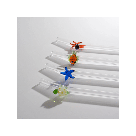 Wd Lifestyle Monterey Line Rietje Glas 4stuks Assortiment Oceaan Dieren