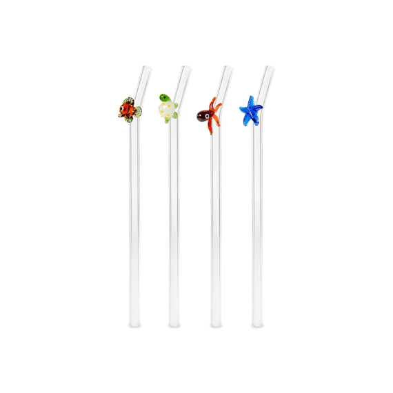 Wd Lifestyle Monterey Line Rietje Glas 4stuks Assortiment Oceaan Dieren