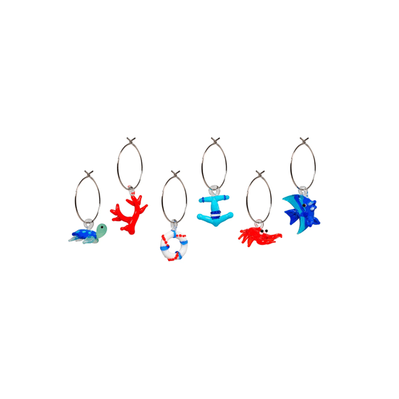 Wd Lifestyle Monterey Line Glasmerkers 6stuks Assortiment Marine 