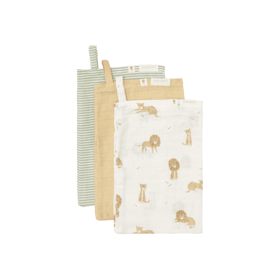 Little Dutch Washandjes Tetra 3-pack Safari Leo