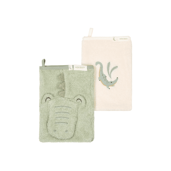 Little Dutch Washandjes Badstof 2st Krokodil