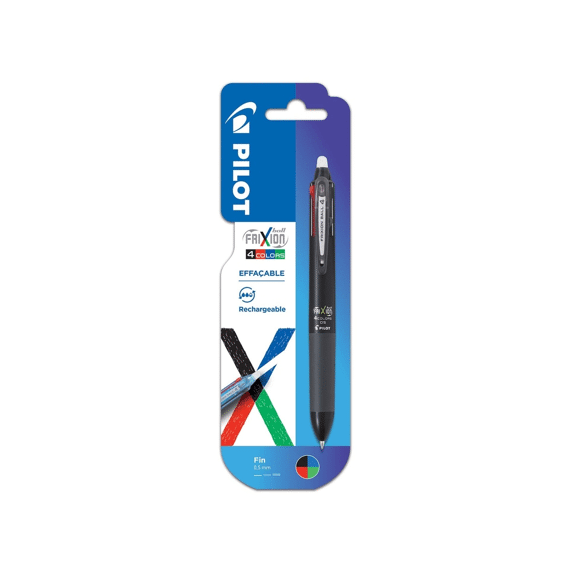 Pilot Frixion Ball 4-kleuren Pen Zwart Op Blister