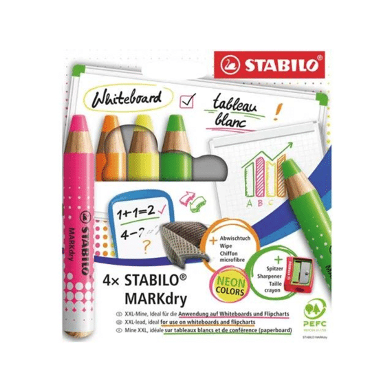 Stabilo Markdry Whiteboardmarker 4 Stuks Neon