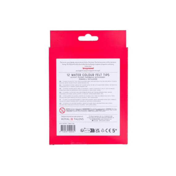 Bruynzeel Waterverf Vilststiften Set Met Penseel 12 Stuks