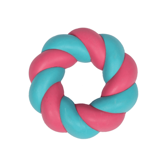 Hondenspeeltje Mallow Ring 11x11x4cm Roze/blauw