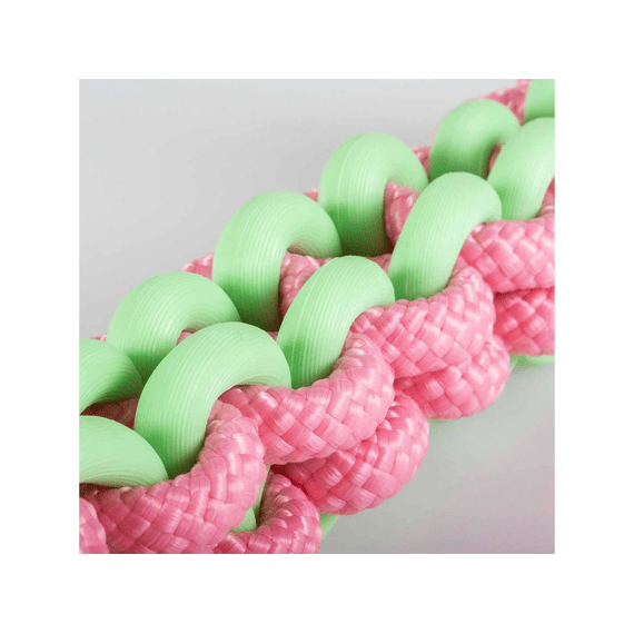Hondenspeeltje Twisting Tugger 45x4,5x4,5cm Groen/roze
