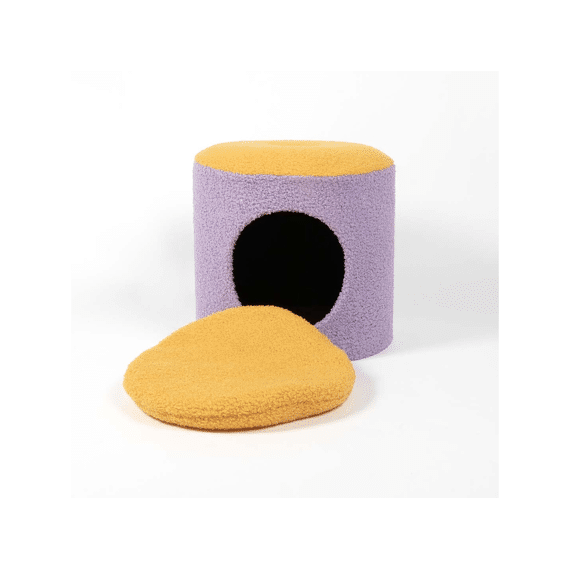 Kattenhuisje Happy House 35x35x35cm Geel/paars