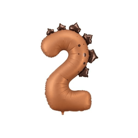 Party Deco Folie Ballon Nummer 2 Dinosaurus 92cm