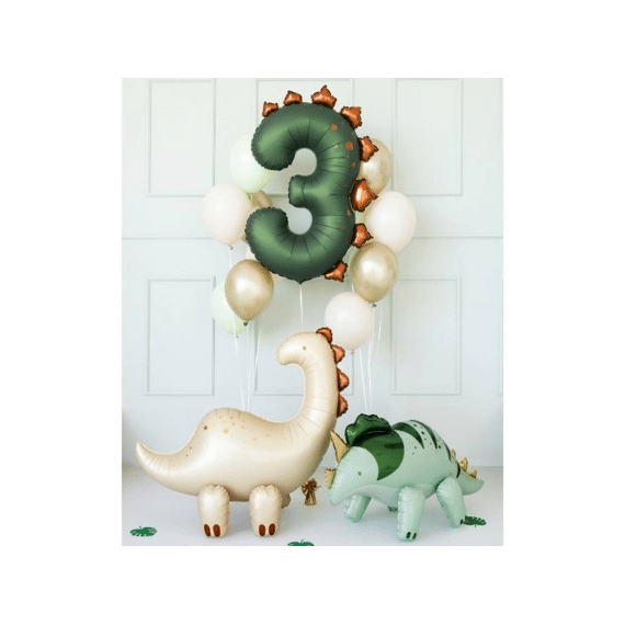 Party Deco Folie Ballon Nummer 3 Dinosaurus 92cm