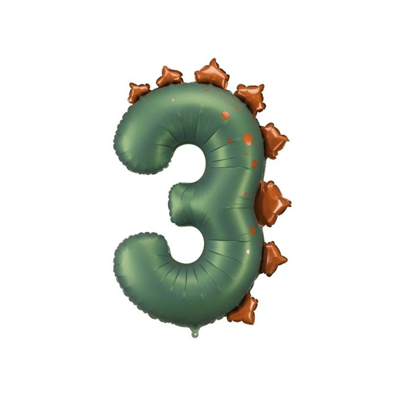 Party Deco Folie Ballon Nummer 3 Dinosaurus 92cm