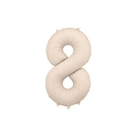 Party Deco Folie Ballon Nummer 8 Light Warm Grey 86cm