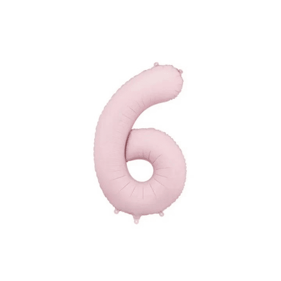 Party Deco Folie Ballon Nummer 6 Light Pink 86cm