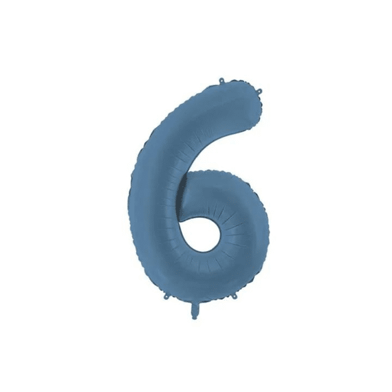 Party Deco Folie Ballon Nummer 6 Navy Blue 86cm