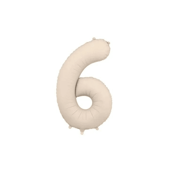 Party Deco Folie Ballon Nummer 6 Light Warm Grey 86cm