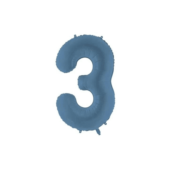 Party Deco Folie Ballon Nummer 3 Navy Blue 86cm