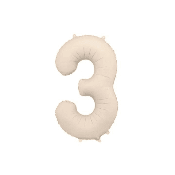 Party Deco Folie Ballon Nummer 3 Light Warm Grey 86cm