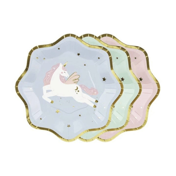 Party Deco Borden Unicorn 6st 18cm