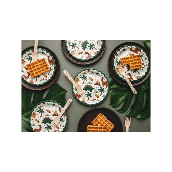 Party Deco Borden Papier Dinosaurus 6st 18cm