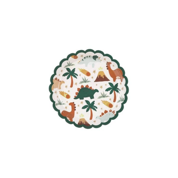 Party Deco Borden Papier Dinosaurus 6st 18cm