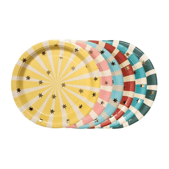 Party Deco Borden Circus Gestreept 6st 18cm