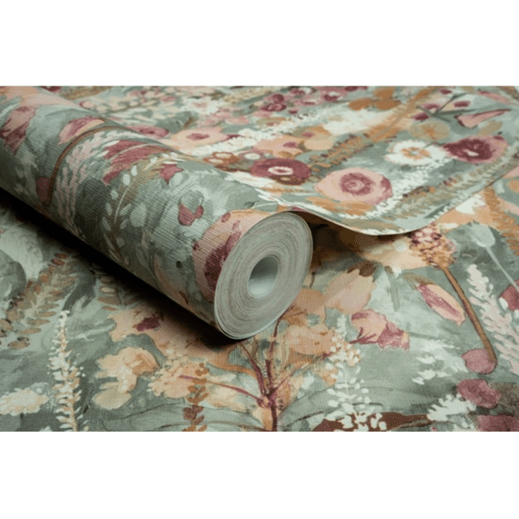 Inia Vliesbehang Delphinium Forest Beige/rood