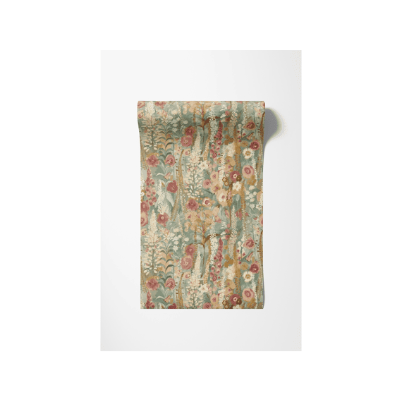 Inia Vliesbehang Delphinium Forest Beige/rood