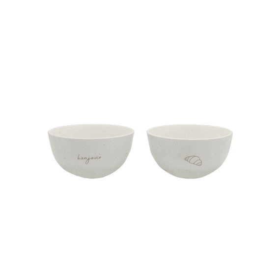 Leeff Bowls Croissant Bonjour Wit Keramiek 7.7x7.7cm 2st.