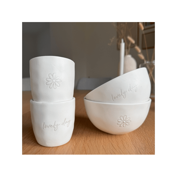Leeff Mokken Daisy Lovely Day Wit Keramiek 7.7x7.7cm 2st.