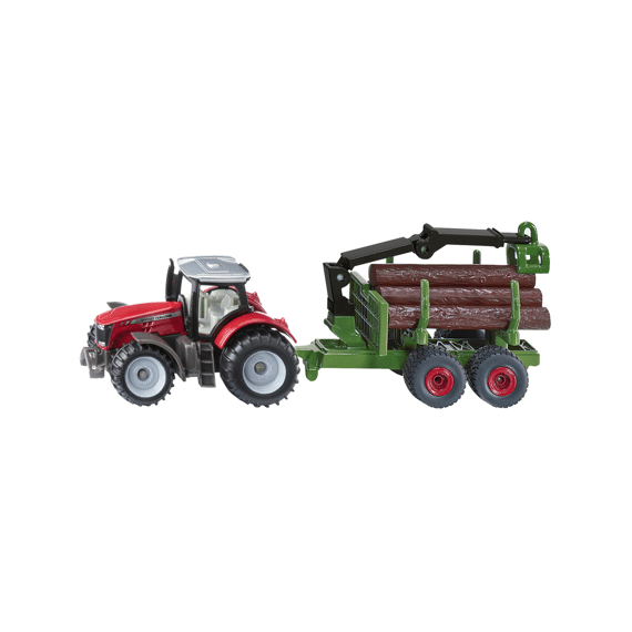 Siku 1134 Tractor Massey En Boomaanhangwagen