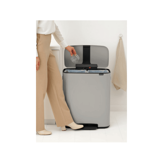Bo Pedaalemmer 2x30l Met 2 Kunststof Binnenemmer Soft Grey