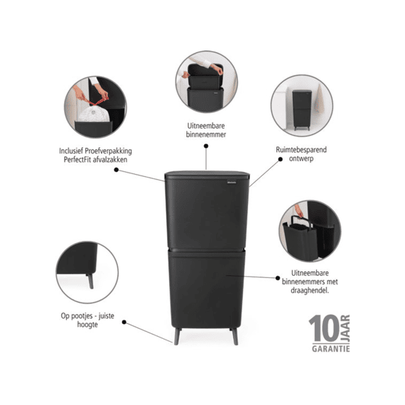 Sortup Recycle Hi Afvalemmer 20 + 25 Liter Dark Grey