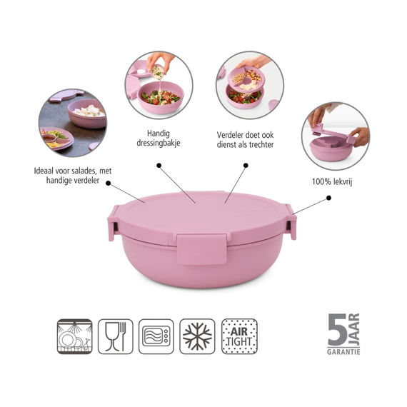 Make & Take Salade Lunchkom 1.3l Kunststof Lilac Pink