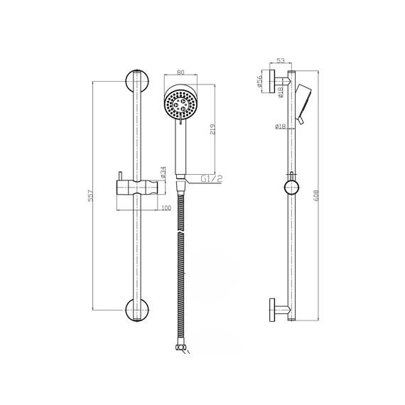 Brasil Doucheset Stang + Handsproeier + Flexibel Geborsteld Brons Koper