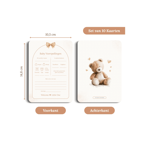 Studio Miron Baby Voorspellingen Boho Beige Met Beertje Set Van 10