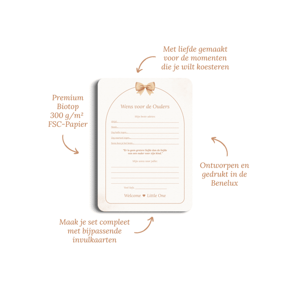 Studio Miron Wens Voor De Ouders Boho Beige Met Beertje Set Van 10