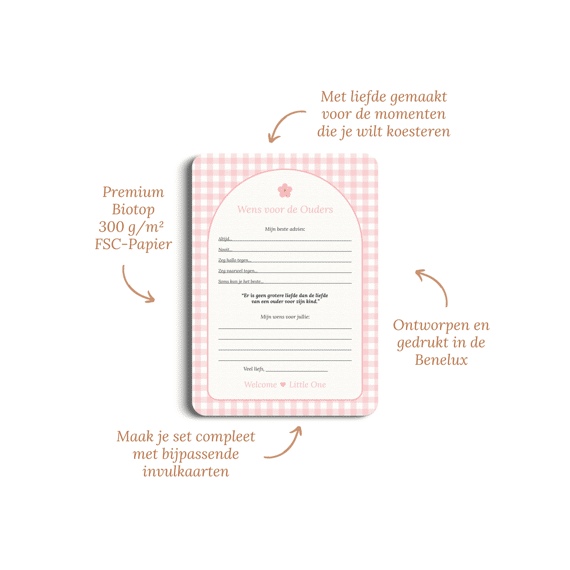 Studio Miron Wens Voor De Ouders Gingham Roze Set Van 10