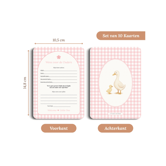 Studio Miron Wens Voor De Ouders Gingham Roze Set Van 10