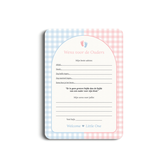 Studio Miron Wens Voor De Ouders Gingham Roze/blauw Set Van 10