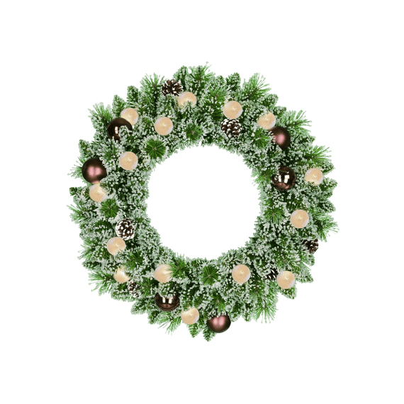Kaprun Krans Groen Frosted Koper 10l 120 Tips Battery Operated En Timer H10xd60cm