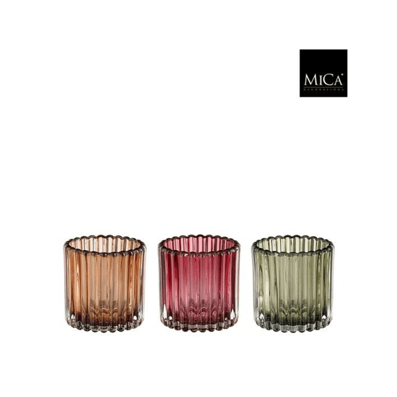 Mica Theelicht Houder H7,5xd7,5cm 3ass.