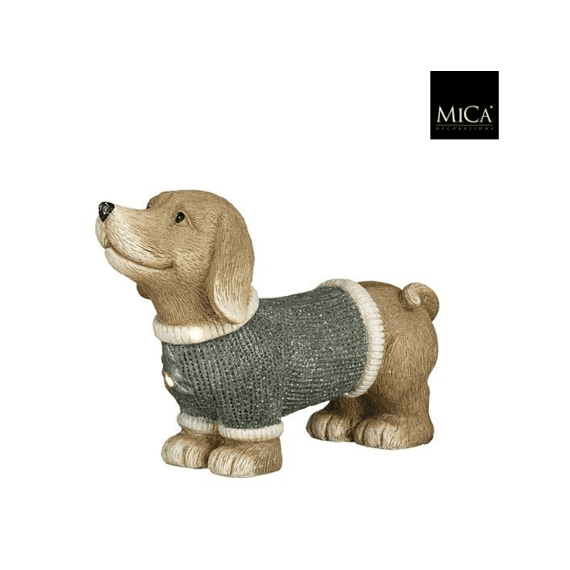 Mica Decoratie Hond Groen Led Battery Operated L42xb16xh28,5cm