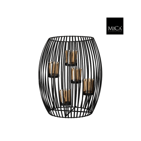 Mica Windlicht Zwart H34,5xd29,5cm