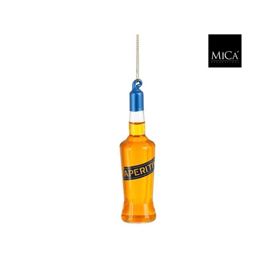 Mica Ornament Fles Oranje Aperitivo H13xd3,5cm