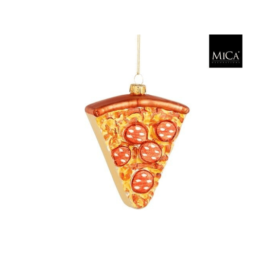 Mica Ornament Pizza Punt Oranje L9xb3,5xh10,5cm