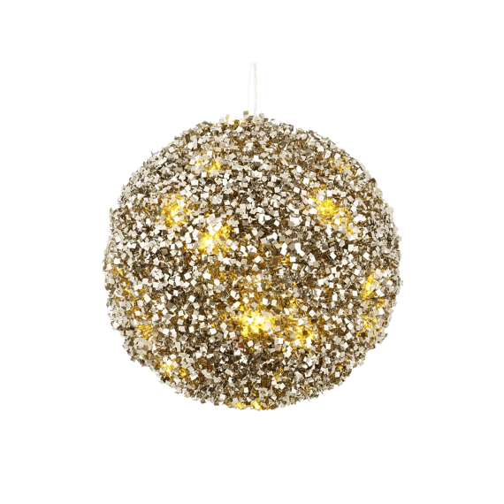Mica Ornament Bal Champagne Battery Operated Led D25cm