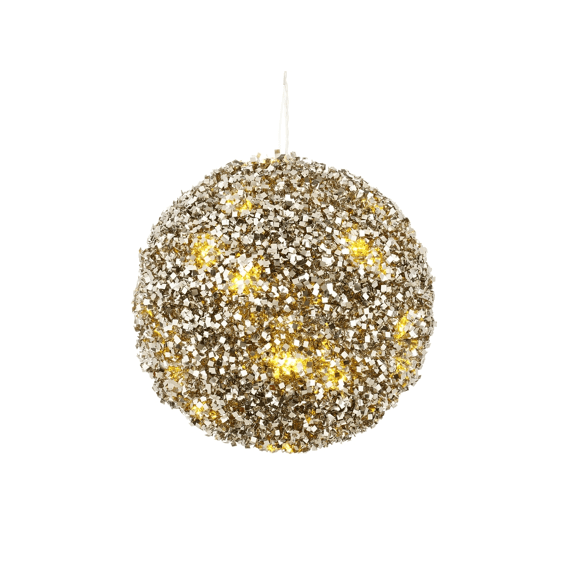 Mica Ornament Bal Champagne Battery Operated Led D20cm