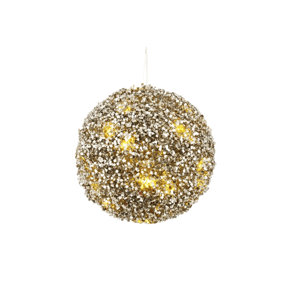Mica Ornament Bal Champagne Battery Operated Led D15cm